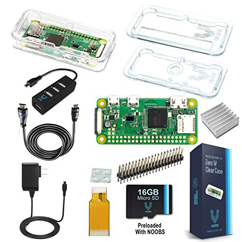 Vilros Raspberry Pi Zero W Complete Starter Kit-Premium Clear Case Edition-Includes Pi Zero W and 7 Essential Accessories