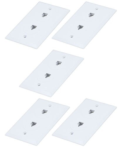 FYL 5x Slim Double port 6P4C RJ11/RJ12 Phone/Telephone Line Cable Jack Wall Plate