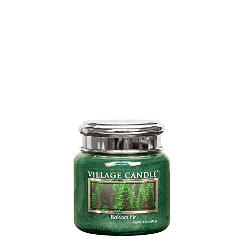 Village Candle Balsam Fir Petite Glass Apothecary Jar Scented Candle 3.25 oz Green