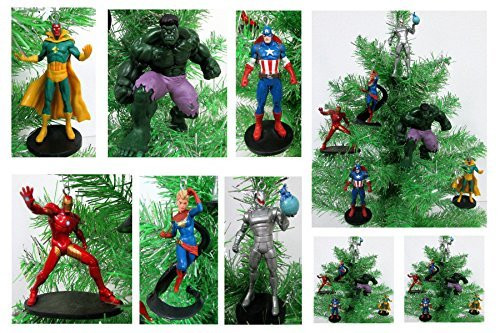 AVENGERS Super Hero Christmas Tree Ornament Set - 4.5" Plastic Shatterproof Ornaments