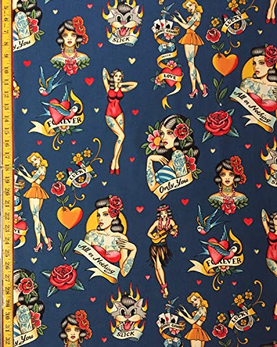 Dont Gamble with Love Blue Alexander Henry Fabric - by The Yard -Yard-