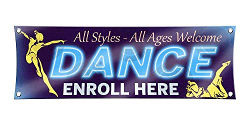 Dance All Styles All Ages Banner -1ft X 3ft- Blue School Sign Enroll Here Display Classes Dancing Poster