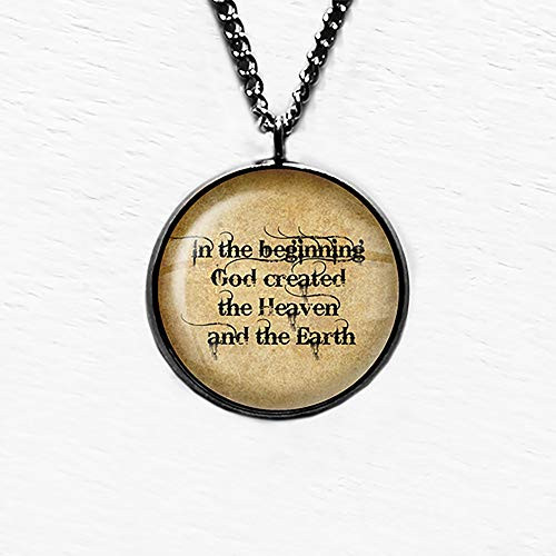 Genesis 11 God Created Heaven Earth King James Version KJV Bible Pendant Necklace Genesis 11 God Created Heaven Earth King James Version KJV Bible Pendant Necklace