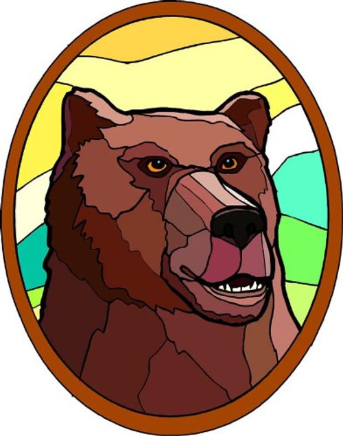 Brown Bear Portrait - Etched Vinyl Stained Glass Film Static Cling Window Decal Brown Bear Portrait - Etched Vinyl Stained Glass Film Static Cling Window Decal