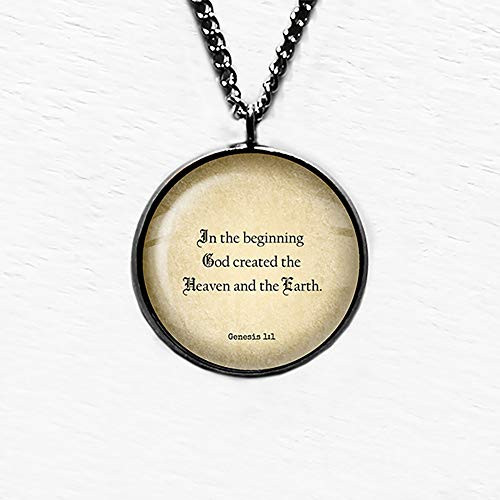 Genesis 11 God Created the Heaven and Earth King James Version KJV Bible Pendant Necklace Genesis 11 God Created the Heaven and Earth King James Version KJV Bible Pendant Necklace