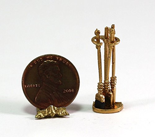 Dollhouse Miniature 124 Scale Gold Fireplace Set by Island Crafts  and  Miniatures