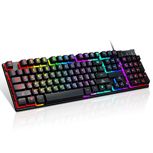 Jpwpowe 104 Keys USB Wired Gaming Keyboard Mechanical Backlit Keyboard for Computer Laptop