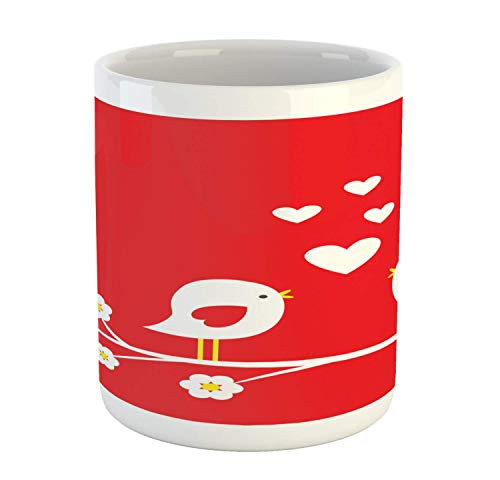 ChocoRa Valentines Day Mug 2 Birds on a Blooming Branch Lovers with Romantic Heart Ceramic Coffee Mug Cup for Water Tea Drinks 11 oz Vermilion White Yellow ChocoRa Valentines Day Mug 2 Birds on a Blooming Branch Lovers with Romantic Heart Ceramic Coffee Mug Cup for Water Tea Drinks 11 oz Vermilion White Yellow