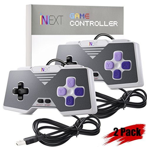-Newest Version- iNNEXT SNES Retro USB Super Controller Gamepad Joystick USB PC Controller Joypad Gamestick Raspberry Pi Controller for Windows PC/MAC/Raspberry Pi -Pack of 2-