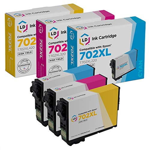 LD Remanufactured Ink Cartridge Replacements for Epson 702XL High Yield -Cyan Magenta Yellow 3-Pack- LD Remanufactured Ink Cartridge Replacements for Epson 702XL High Yield -Cyan Magenta Yellow 3-Pack-