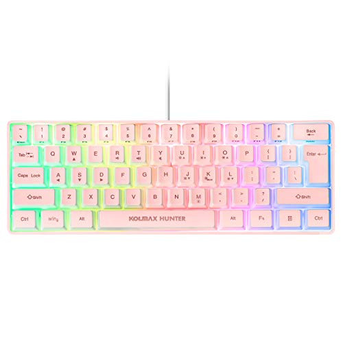 60 percent RGB Gaming Keyboard61 Keys RGB Backlit Wired Gaming Keyboard/Office Mini Keyboard for PC/Mac/Linux/Laptop-Pink-