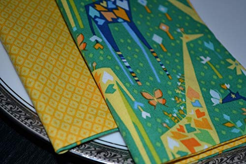Giraffe Meanderings Reversible Cloth Napkins/Set of 4