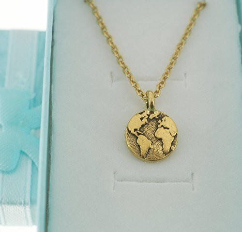 Earth Charm Necklace in gold plated pewter on a gold stainless steel rolo chain. You choose the length of chain. Earth Charm Necklace in gold plated pewter on a gold stainless steel rolo chain. You choose the length of chain.