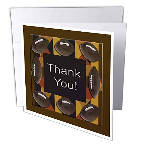 3dRose Footballs Brown Thank you - Greeting Cards 6 x 6 inches set of 12 -gc_29608_2-