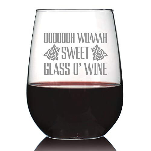 Sweet Glass O Wine  Cute Funny Stemless Wine Glass Large 17 Ounces Etched Sayings Gift Box