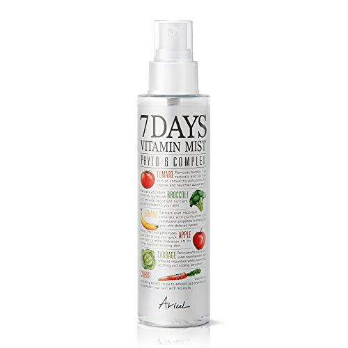 Ariul Natural Facial Face Mist 7 Days Vitamin Mist 5.07 fl. oz. Green Graded Nutrients Face Toner Makeup Setting Spray - Biotin Niacinamide Riboflavin Ascorbic Acid Cyanocobalamin