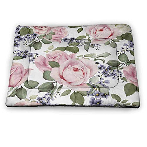 prunushome Dog Crate Bed Pet Mat Palm Leaf Pet Pillow Bed Chevron Motif Zigzag Lines with Green Palm Leaves Modern Artistic Summer Theme for Outdoor Car Seats Beds in Summer Green White -21 inchx14 inch-