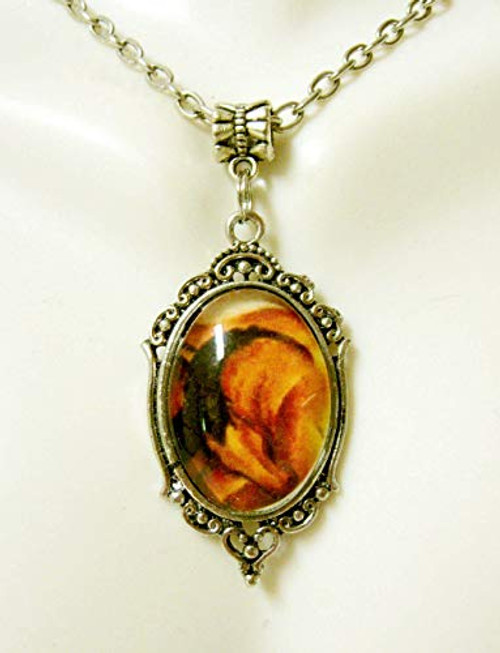 Brown horse art by Franz Marc pendant and chain - HAP05-023 Brown horse art by Franz Marc pendant and chain - HAP05-023