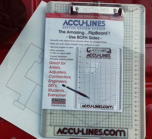 AccuLine Drawing Grid Sketch Design System Flipboard - Double Sided Clipboard with Double Clips Estimation Tips Clipboard -DC-302-