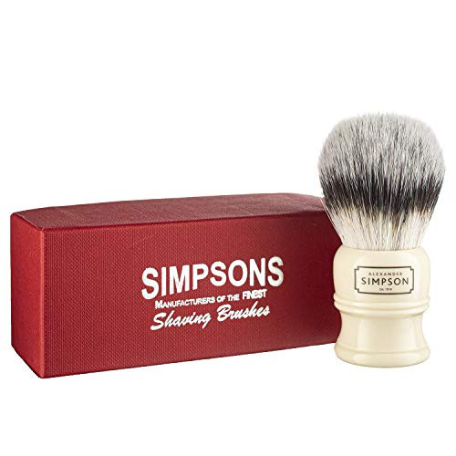 Alexander Simpson Trafalgar Synthetic Shaving Brush - Simpson Shaving Brushes - Faux Ivory Handle -T2-