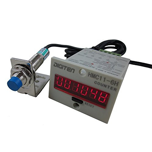 DIGITEN 12V-24V 6-Digit 0-999999 LED Display Digital UP Counter PlusInductive Proximity Switch NPN Sensor PlusHolder