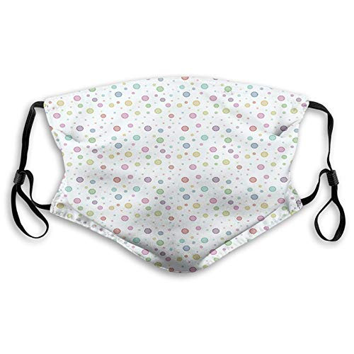 Anti-Dust Windproof Scraf Bandanas Adjustable Child Kid Teens Abstract Little Geometric Circles with Inner Stripes Creative Rounds Playroom Nursery Theme Multicolor