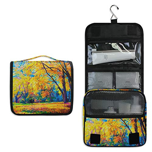 XMCL Hanging Toiletry Bag Art Autumn Yellow Tree Portable Travel Cosmetic Makeup Organizer Wash Bag with Hanging Hook for Women Men XMCL Hanging Toiletry Bag Art Autumn Yellow Tree Portable Travel Cosmetic Makeup Organizer Wash Bag with Hanging Hook for Women Men