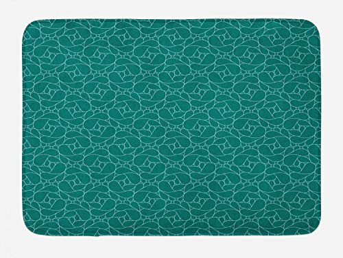 Ambesonne Teal Bath Mat Abstract Line Art Modern Expressionist Design Water Drop Pattern in Various Sizes Plush Bathroom Decor Mat with Non Slip Backing 29.5 inch X 17.5 inch Teal Turquoise
