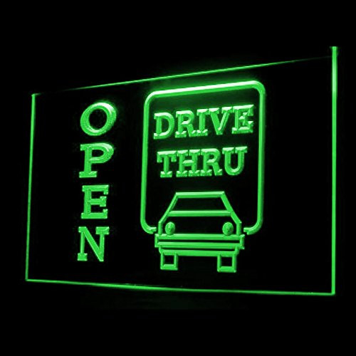 190014 OPEN Drive Thru Displays Motel L-shaped Display LED Light Neon Signs