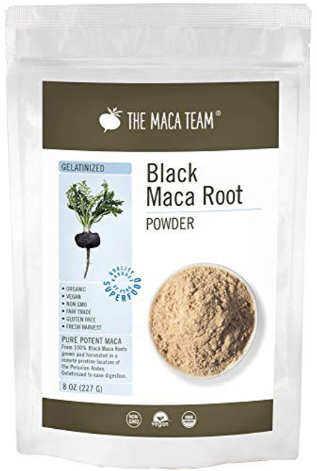 The Maca Team Gelatinized Black Maca Powder Fair Trade Vegan GMO-Free Premium Maca 8 Ounces 25 Servings The Maca Team Gelatinized Black Maca Powder Fair Trade Vegan GMO-Free Premium Maca 8 Ounces 25 Servings