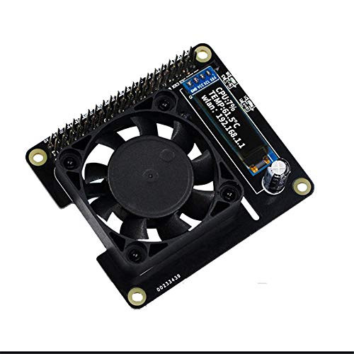 Raspberry Pi 4B 3B Plus 3B Cooling Fan Intelligent Temperature Control I2C OLED Display Programmable RGB Light with a Acrylic Case