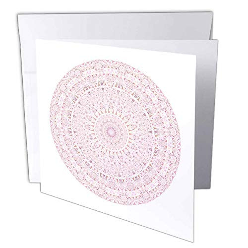 3dRose David Zydd - Kaleidoscope Mandalas - Light Pink Mandala Circle - Abstract Graphic Design - 12 Greeting Cards with envelopes -gc_299804_2-
