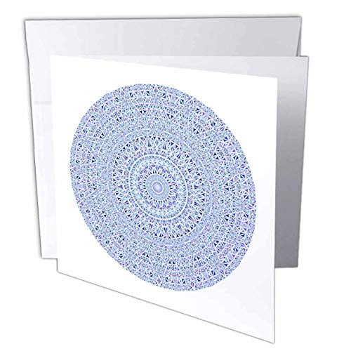 3dRose David Zydd - Kaleidoscope Mandalas - Blue Circle Ornate Mandala - Abstract Geometry in Boho Style - 12 Greeting Cards with envelopes -gc_299808_2-