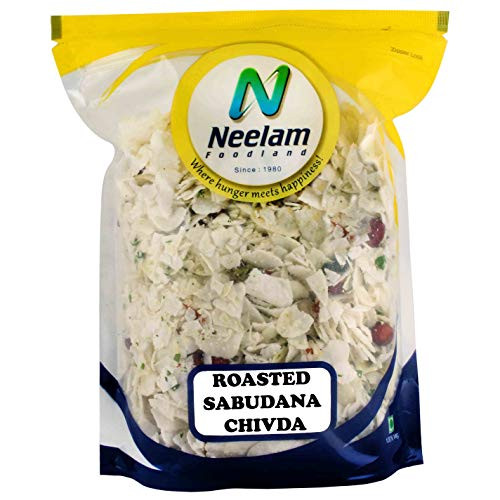 Neelam Foodland Roasted SABUDANA CHIVDA -Sabhudana Flakes Blended with Peanuts Sugar Green Chillies and Salt- 400 gm -14.10 OZ- Neelam Foodland Roasted SABUDANA CHIVDA -Sabhudana Flakes Blended with Peanuts Sugar Green Chillies and Salt- 400 gm -14.10 OZ-
