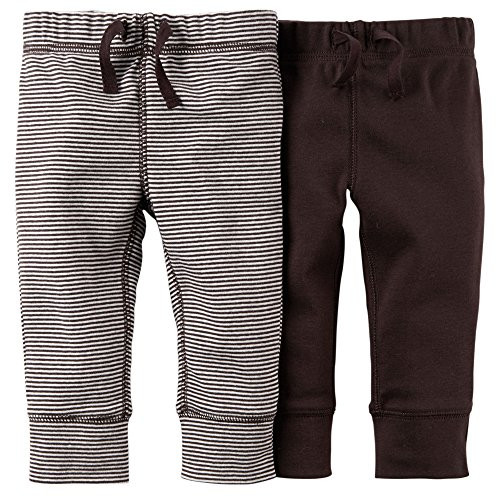 Carters Baby Boys 2 Pack Pants -Baby- - Brown/Brown Stripe - 3M