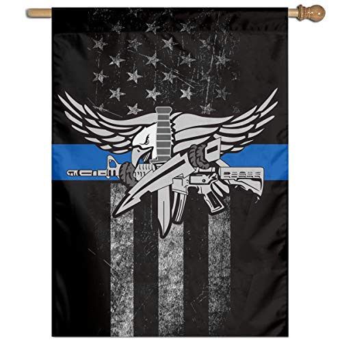 FFFlag-er Police Swat Thin Blue Line Decal Welcome Garden Flag Yard Flag Family Flag 27 inchx37 inch