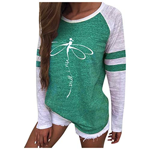 Loose Shirts for WomenWomens Casual Long Sleeve Round Neck Loose Tunic T Shirt Blouse Tops Green