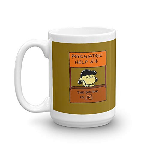 Lucy Van Pelt The Doctor Is In. 15 Oz Ceramic Glossy Mugs Gift For Coffee Lover Unique Coffee Mug Coffee Cup. 15 Oz Ceramic Glossy Mugs Gift For Coffee Lover