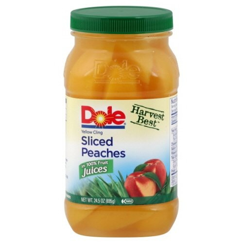 Dole Harvest Best Fruit in 100 percent Fruit Juice 23.5oz Jar -Pack of 4- Choose Flavor Below -Sliced Yellow Cling Peachs-