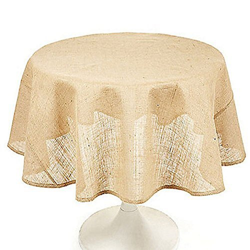 BROWARD LINENS Small Tablecloth Burlap Natural Round 36 Inch BROWARD LINENS Small Tablecloth Burlap Natural Round 36 Inch