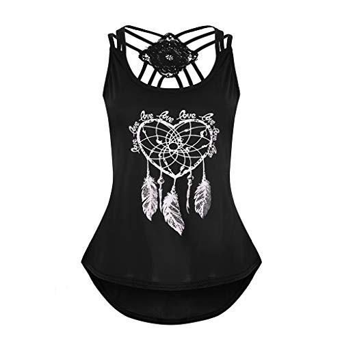 FONMA Women Bandages Sleeveless Vest Tops High Low Tank Top Notes Strappy Tank Tops Black FONMA Women Bandages Sleeveless Vest Tops High Low Tank Top Notes Strappy Tank Tops Black