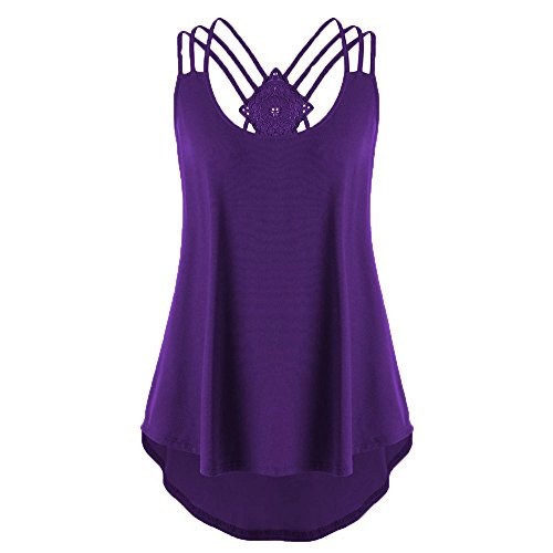 FONMA Women Bandages Sleeveless Vest Tops High Low Tank Top Notes Strappy Tank Tops Purple FONMA Women Bandages Sleeveless Vest Tops High Low Tank Top Notes Strappy Tank Tops Purple
