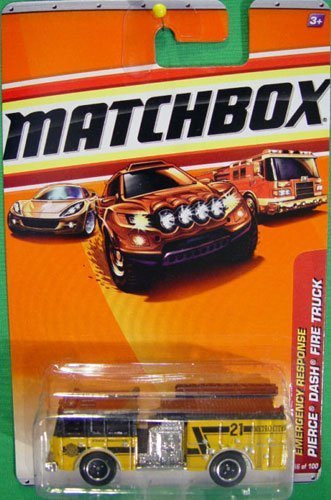 2009-2010 Matchbox Yellow-Orange Pierce Dash Fire Truck 56/100 Emergency Response 6/8 - Metro City Fire Rescue 21 - 164 Scale Collectible Die Cast Car