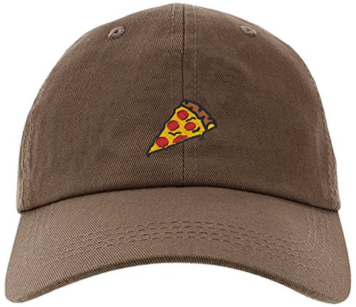 Cap Pizza Slice Pepperoni Embroidery Stitch Baseball Hat-Pizza-EM-0008-Brown