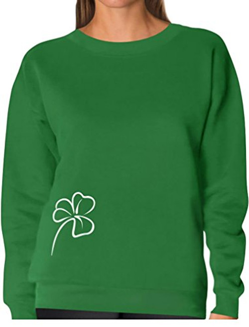 Irish Shamrock St. Patricks Day Clover Women Sweatshirt X-Large Green