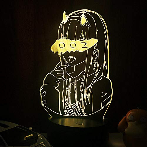3D Night Light Illusion LED Anime Decor Lamps USB Darling in The FRANXX Zero Two 002 3D Led Illusion Night Light for Christmas Gift and Bedroom Decoration Anime Lamp Led SGKL
