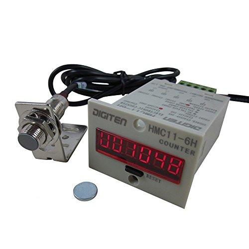 DIGITEN 12V-24V 6-Digit 0-999999 LED Display Digital UP Counter PlusHall NPN Proximity Sensor Switch PlusHolder