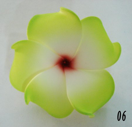 Hawaiian Plumeria Foam Flower Hair Clip Choose Color -06 Green-