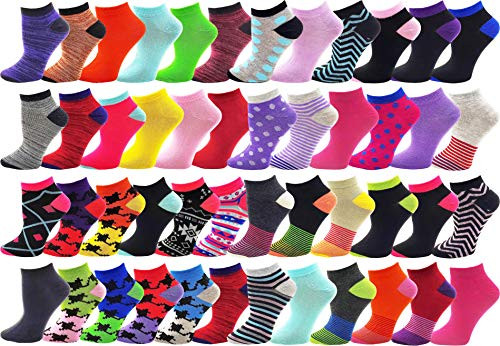 48 Pairs Womens Low Cut Ankle Socks Comfortable Lightweight Breathable Athletic Bulk Pack Wholesale -Assorted Colorful Shoe Sizes 4-10- 48 Pairs Womens Low Cut Ankle Socks Comfortable Lightweight Breathable Athletic Bulk Pack Wholesale -Assorted Colorful Shoe Sizes 4-10-