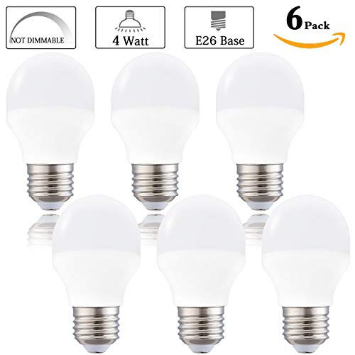 A15 LED Bulb Light 4 Watt (40w Equivalent),E26 Standard Base,5000K Daylight,400 Lumens,Frosted G45/A15 Bulb Shape,CRI>85,Ceiling Fan Light Bulb,Home Appliance Bulb,No Dimmable (6 Pack)